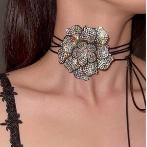 Floral Rhinestone wrap Necklace